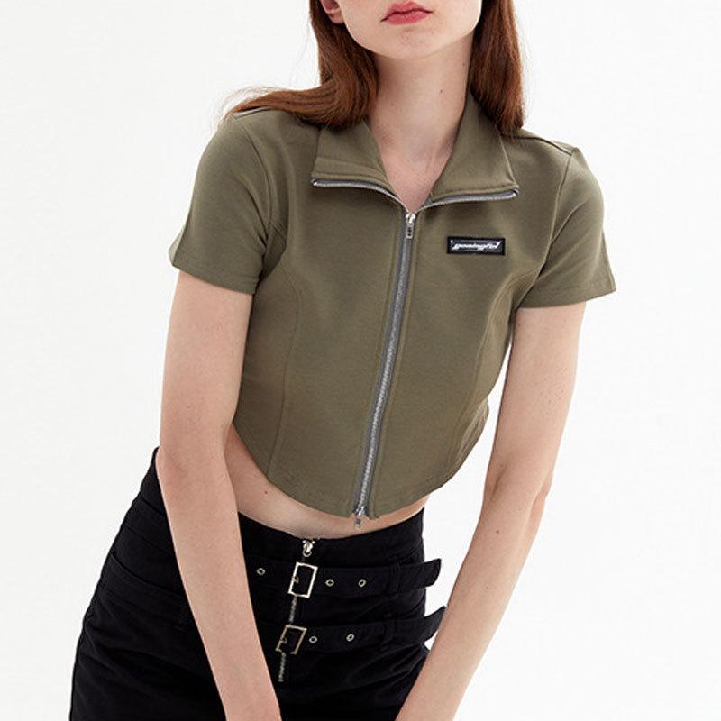 American High Street Style Zip POLO Collar Crop Top: Women s Summer High-Waist Sexy Short Sleeve T-shirt 3XL (120-130 jin)
American High Street Style Zip POLO Collar Crop Top: Women s Summer High-Waist Sexy Short Sleeve T-shirt 3XL (120-130 jin)