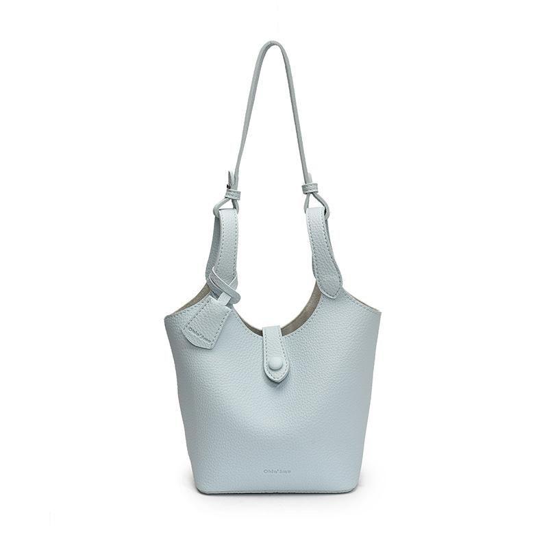 Большая вместительная сумка-ведро для переноски вручную, женская корзина для овощей с узором «Личи», сумка-мессенджер через плечо. светло-синий