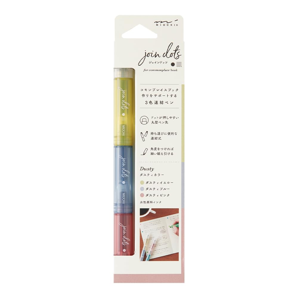 Midori Joint Dots 38138006 Water-Based Pen, 3-Color Connecting, Dusty,
Midori Joint Dots 38138006 Water-Based Pen, 3-Color Connecting, Dusty,