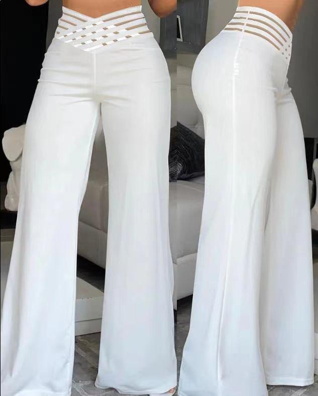 High-Waist Wide-Leg Pants with Hollow Belt Design L белый
High-Waist Wide-Leg Pants with Hollow Belt Design L белый