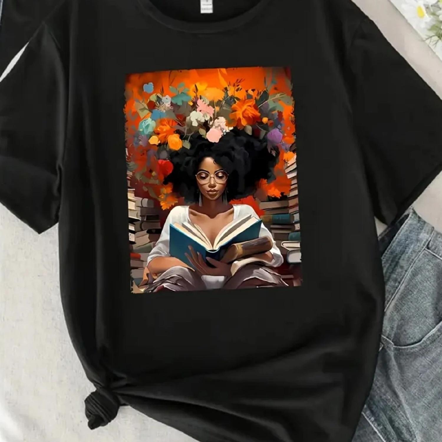 Flower Head Women s Reading Pattern T-shirt - Black Casual Summer Short Sleeve Top Full of Vibrant Books and Women s Designs XXXXXL різнокольоровий
Flower Head Women s Reading Pattern T-shirt - Black Casual Summer Short Sleeve Top Full of Vibrant Books and Women s Designs XXXXXL різнокольоровий