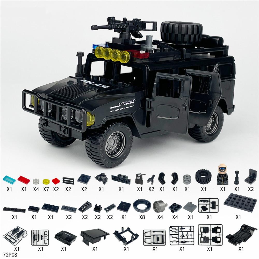 Swat Special police Hummered Car Model building blocks military toys black Car figures Weapon accessories set block for Children
Swat Special police Hummered Car Model building blocks military toys black Car figures Weapon accessories set block for Children