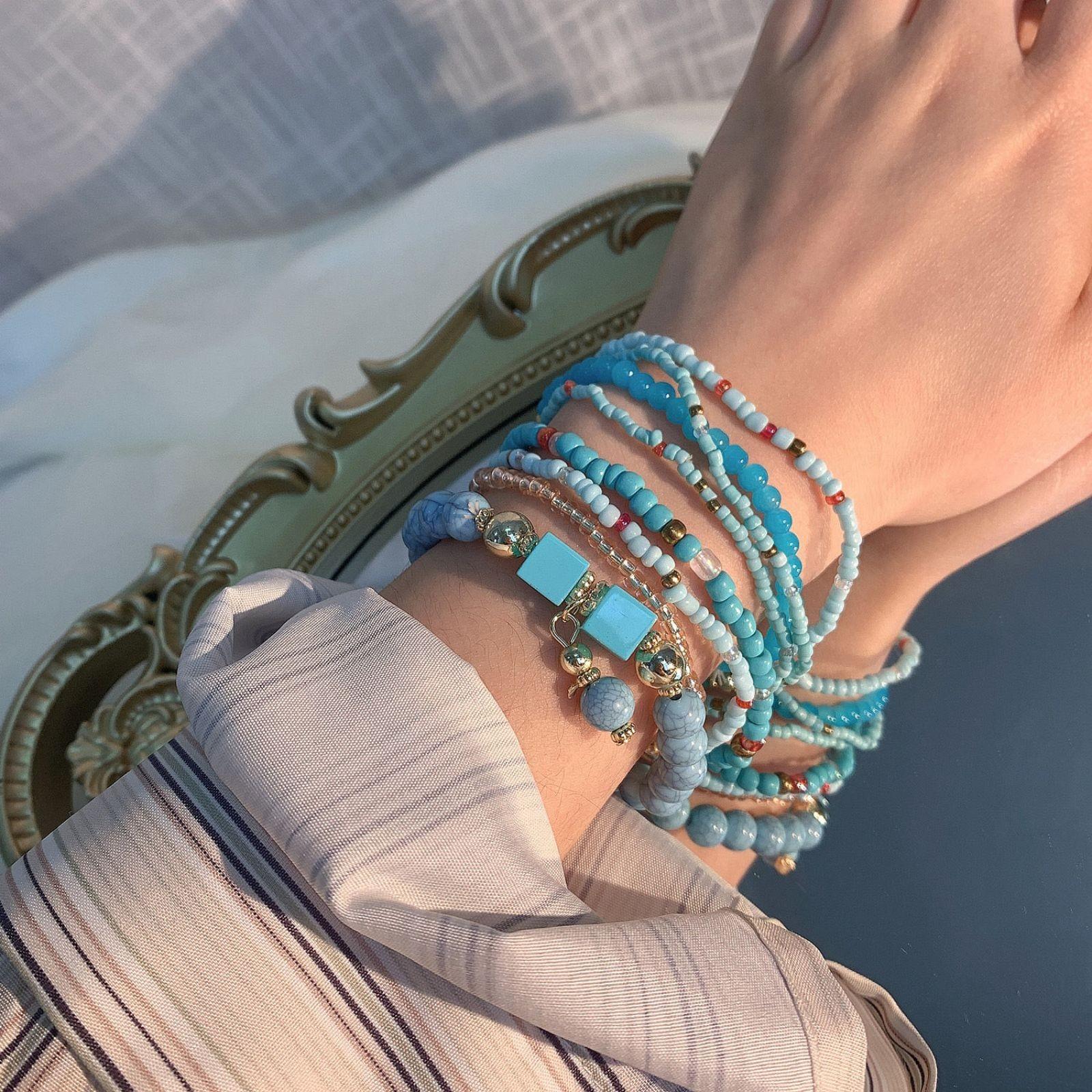 Bohemian Creative Rice Bead Bead Bracelet 8 Combination Turquoise Elastic Bead Bracelet One Size синій
Bohemian Creative Rice Bead Bead Bracelet 8 Combination Turquoise Elastic Bead Bracelet One Size синій