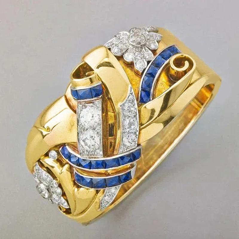 Huitan Creative Design Wedding Rings for Women Luxury Two Tone Flower Gold Color Female Rings Blue/White CZ New Trendy Zircon 10
Huitan Creative Design Wedding Rings for Women Luxury Two Tone Flower Gold Color Female Rings Blue/White CZ New Trendy Zircon 10