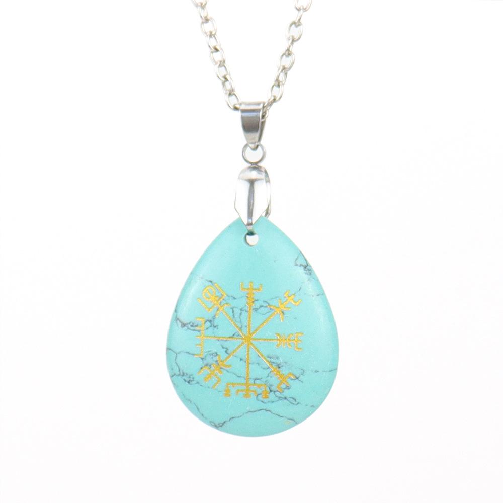 Engraved Vegviir Symbol Natural Crystal Rough Stone Water Drop Necklace Pendant N629
Engraved Vegviir Symbol Natural Crystal Rough Stone Water Drop Necklace Pendant N629