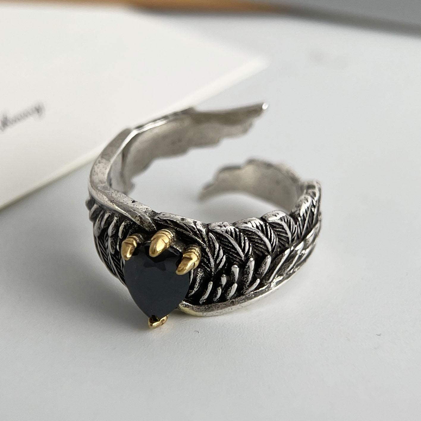 925 Sterling Silver Rings for Women Couple Minimalist Handmade Simple Wing Black Stone Ring Fine Jewelry Gift Prevent Allergy resizable
925 Sterling Silver Rings for Women Couple Minimalist Handmade Simple Wing Black Stone Ring Fine Jewelry Gift Prevent Allergy resizable
