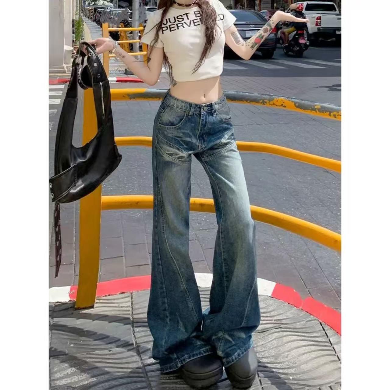 Американские ретро джинсы клеш с низкой посадкой для женщин - Коллекция Лето 2025, Свободного кроя, Дизайн с прямыми штанинами Large
Американские ретро джинсы клеш с низкой посадкой для женщин - Коллекция Лето 2025, Свободного кроя, Дизайн с прямыми штанинами Large