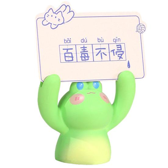 Настольная мультяшная статуя животного из смолы, очаровательная креативная форма, мини-размер, подставка для фото, зажим для заметок, держатель для заметок Frog