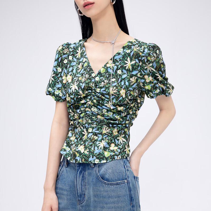 Women s Retro Elegant Floral V-Neck Short-Sleeve Blouse M
Women s Retro Elegant Floral V-Neck Short-Sleeve Blouse M