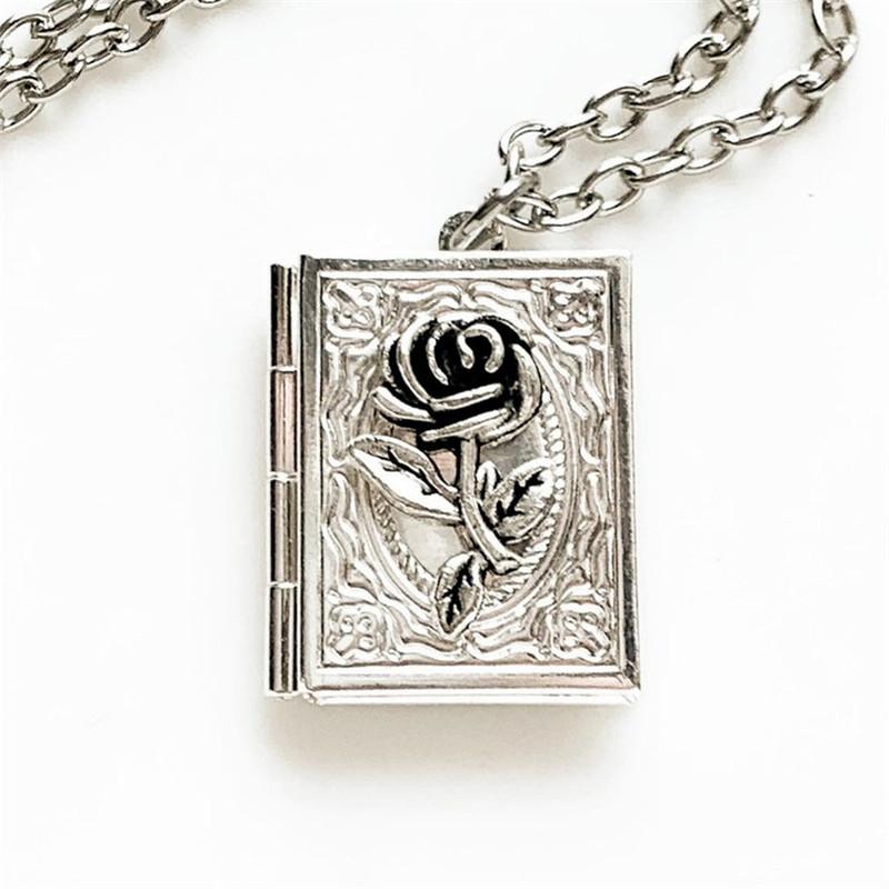 Retro Goth Silver Color Stainless Steel Cat-clawed Dragon Rose Relief Pattern Book Pendant Necklace for Women Men Charm Jewelry
Retro Goth Silver Color Stainless Steel Cat-clawed Dragon Rose Relief Pattern Book Pendant Necklace for Women Men Charm Jewelry