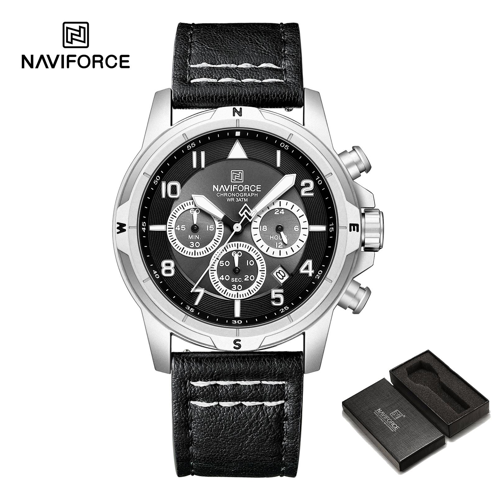 NAVIFORCE Original Men Quartz Watch Chronograph Mini Dial Calendar Date Leather Strap Luminous Hands 30m Waterproof Men Watch Gift NF8077
NAVIFORCE Original Men Quartz Watch Chronograph Mini Dial Calendar Date Leather Strap Luminous Hands 30m Waterproof Men Watch Gift NF8077