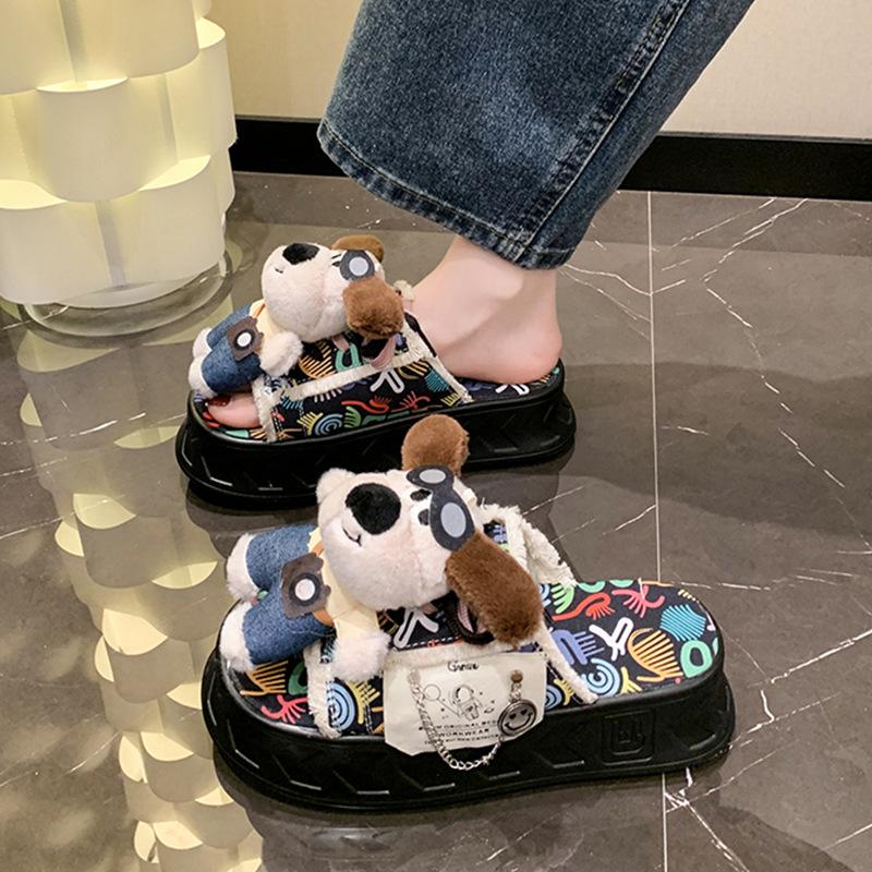 Cute dog repair platform slippers women wear beach shoes in autumn 2025 new canvas half slippers 40
Cute dog repair platform slippers women wear beach shoes in autumn 2025 new canvas half slippers 40