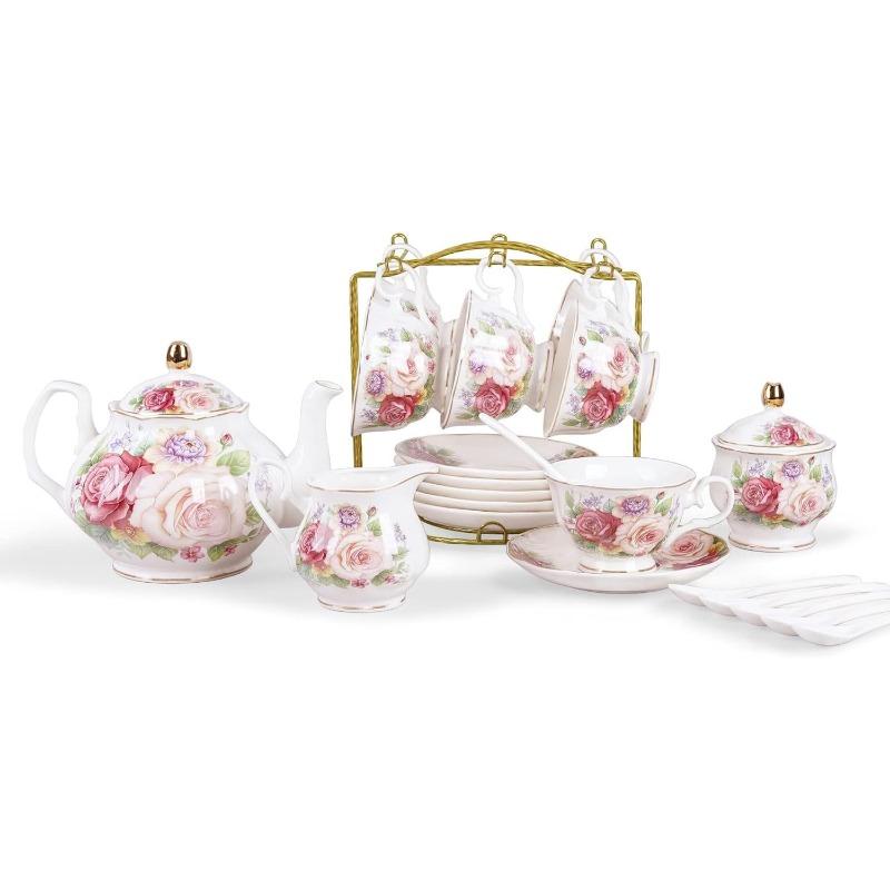 European Porcelain Coffee Set, Bone China Tea Set, Vintage Floral Coffee Tea Pot with Cups розовый
European Porcelain Coffee Set, Bone China Tea Set, Vintage Floral Coffee Tea Pot with Cups розовый