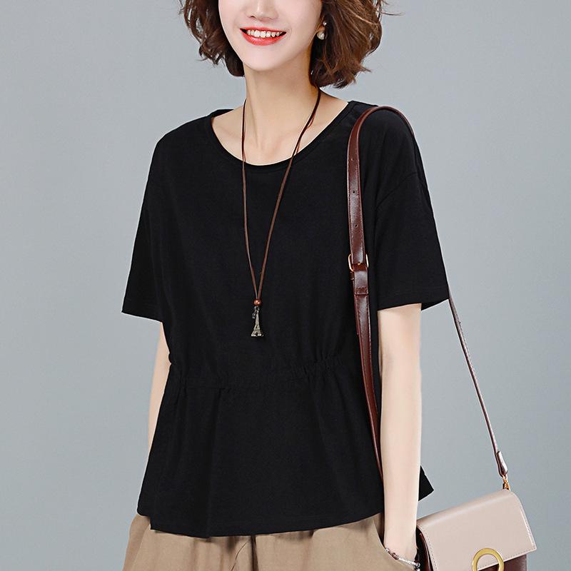 2024 Женская повседневная футболка с коротким рукавом в корейском стиле свободного кроя - Однотонный топ с круглым вырезом M (recommended 90-112 jin) чёрный
2024 Женская повседневная футболка с коротким рукавом в корейском стиле свободного кроя - Однотонный топ с круглым вырезом M (recommended 90-112 jin) чёрный