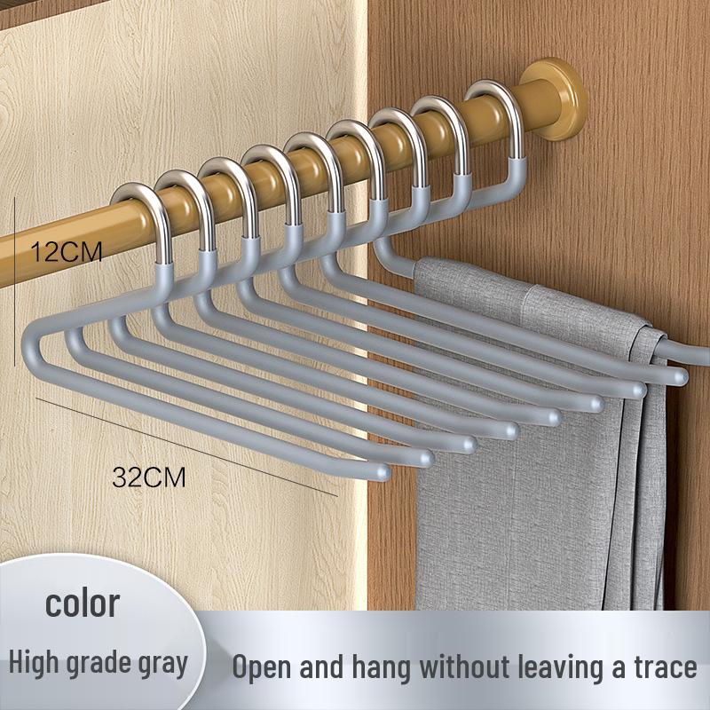 Вешалка для брюк из нержавеющей стали в форме гуся - Бесшовная Z-образная вешалка для хранения в гардеробе с зажимами