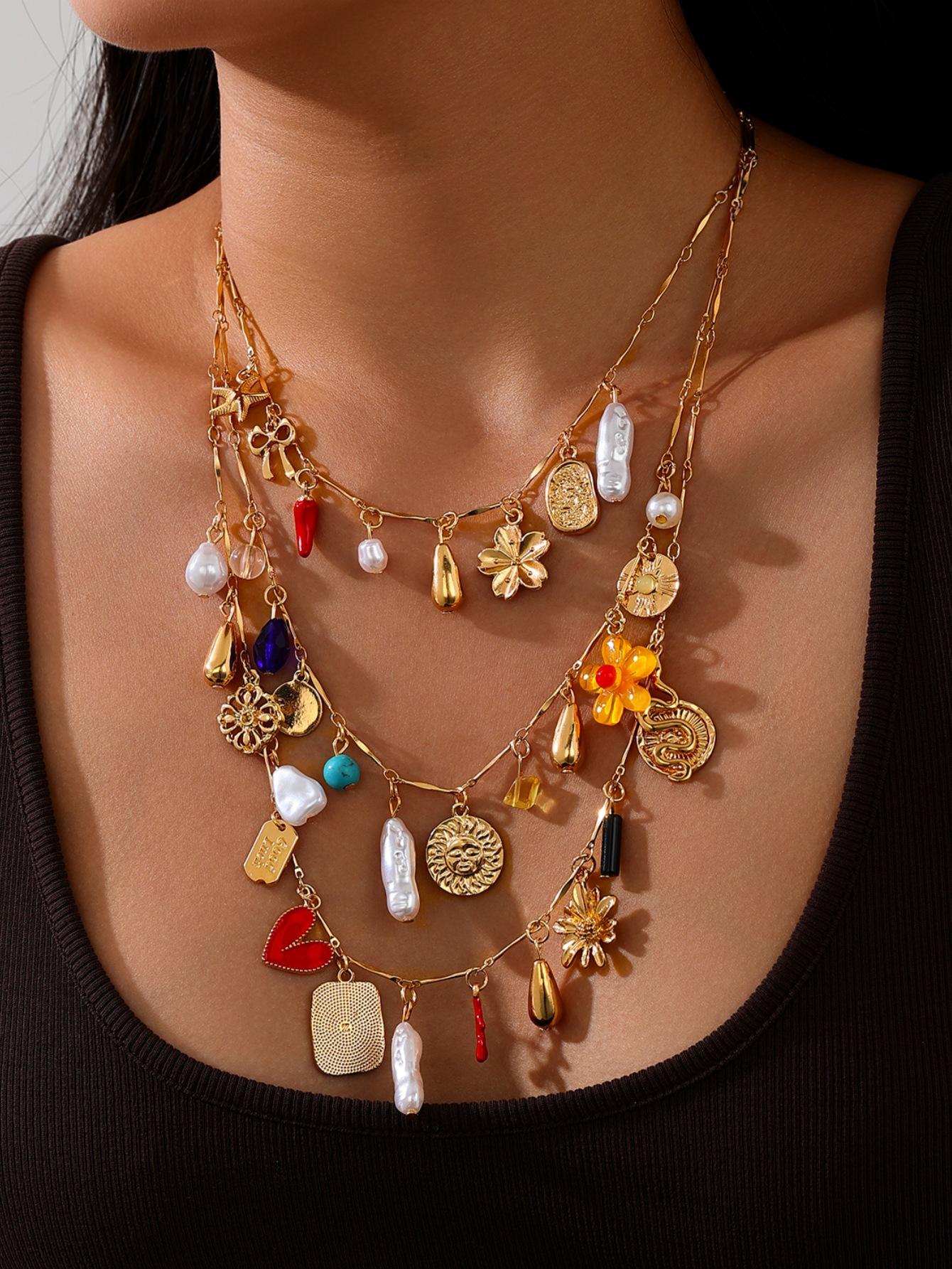 Multi-layer Imitation Pearl Heart Flower Bow Pendant Necklace Vacation Stages and Music Festival Jewelry Party Gift
Multi-layer Imitation Pearl Heart Flower Bow Pendant Necklace Vacation Stages and Music Festival Jewelry Party Gift