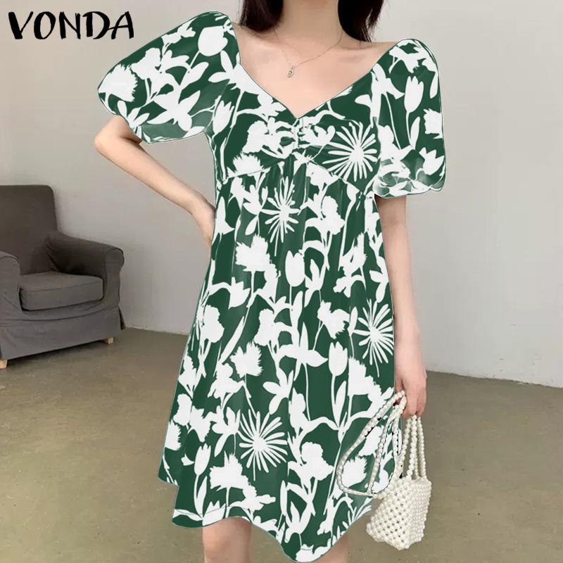 VONDA женское короткое платье с цветочным принтом и пышными рукавами, V-образным вырезом
VONDA женское короткое платье с цветочным принтом и пышными рукавами, V-образным вырезом