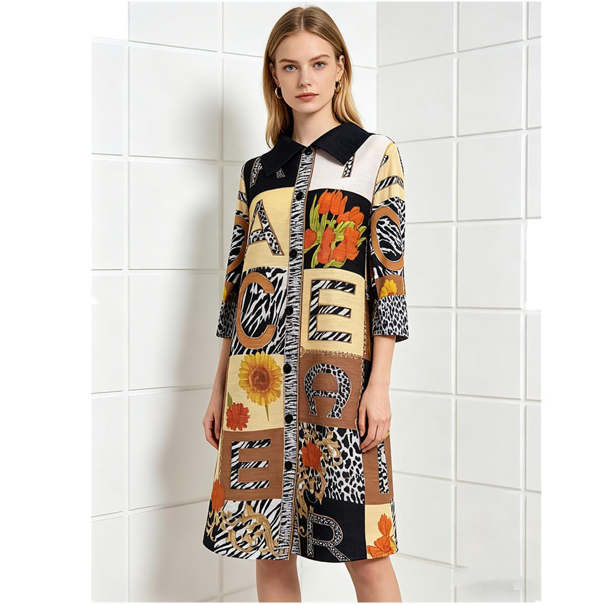 Summer Autumn Pleated Drape Dresses Women Fashion Colorblock Printing Lapel 3/4 Sleeve Single-breasted Shirt Dress One size fits all хакі
Summer Autumn Pleated Drape Dresses Women Fashion Colorblock Printing Lapel 3/4 Sleeve Single-breasted Shirt Dress One size fits all хакі
