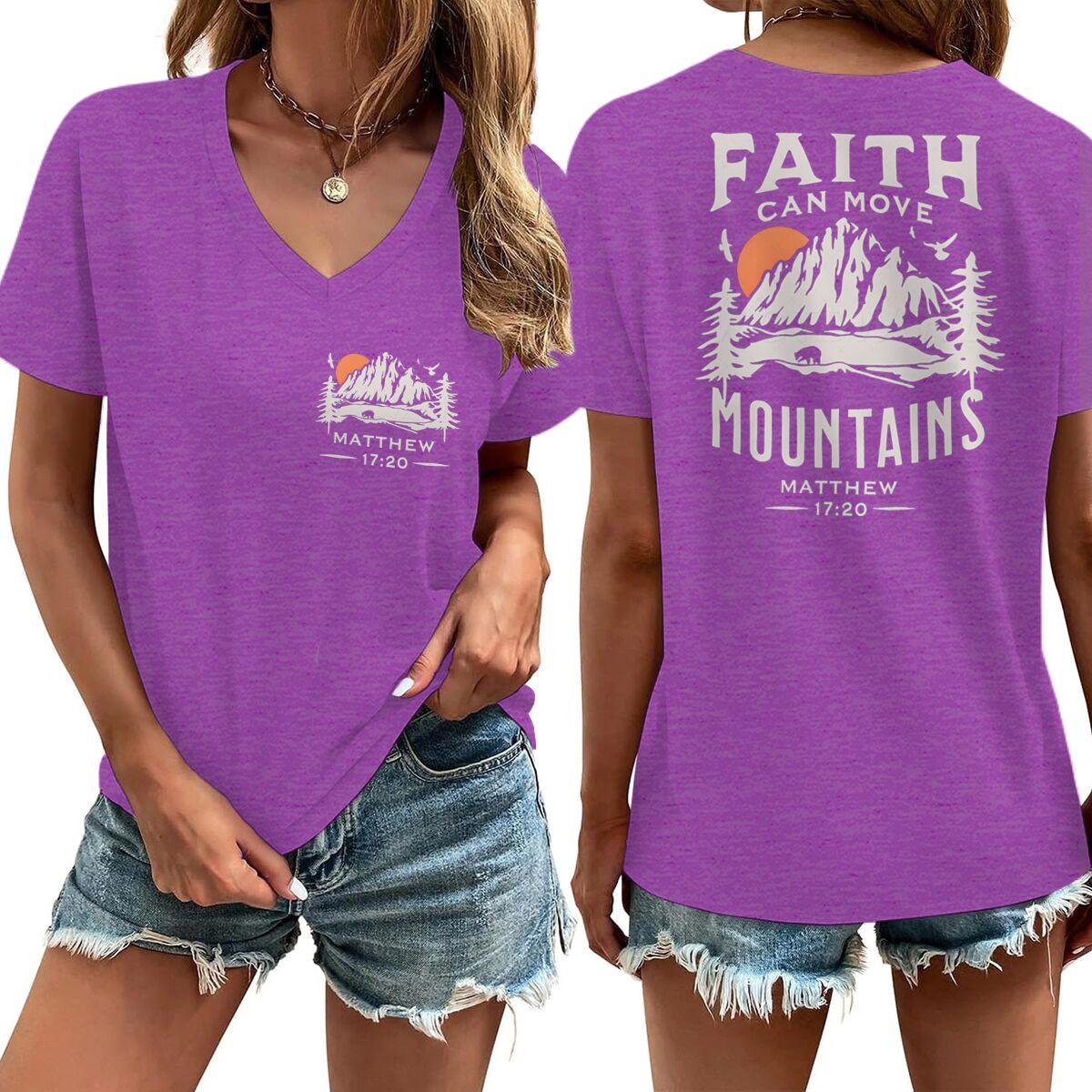 Faith Can Move Mountains Graphic Tee Top Jesus Religious Faith Based Vneck TShirt Women Bible Verse Print Clothes 4XL
Faith Can Move Mountains Graphic Tee Top Jesus Religious Faith Based Vneck TShirt Women Bible Verse Print Clothes 4XL