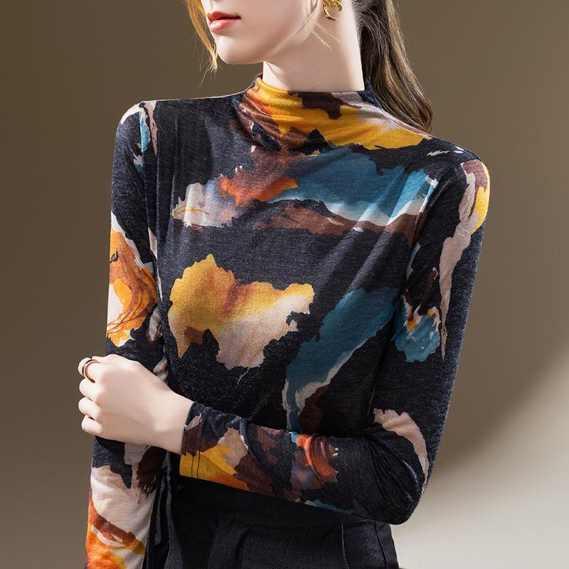Semi-turtleneck bottoming shirt women s new women s clothing retro printing long-sleeved t-shirt temperament with waist top 2XL
Semi-turtleneck bottoming shirt women s new women s clothing retro printing long-sleeved t-shirt temperament with waist top 2XL