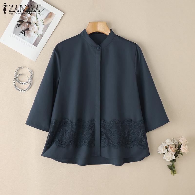 ZANZEA Women Casual Stand Collar 3/4 Sleeve Loose Lace Patchwork Blouse 3XL темно-синього кольору
ZANZEA Women Casual Stand Collar 3/4 Sleeve Loose Lace Patchwork Blouse 3XL темно-синього кольору