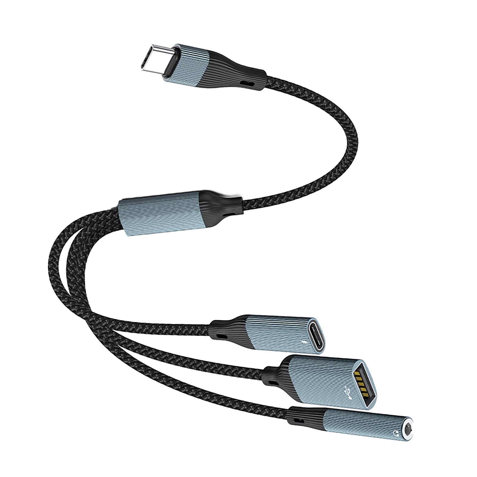 USB Type C 3 in 1 Hubs Cable 3.5mm Sound PD60W Quick Charging OTG Data Connection Cable for Laptops and Tablets
USB Type C 3 in 1 Hubs Cable 3.5mm Sound PD60W Quick Charging OTG Data Connection Cable for Laptops and Tablets