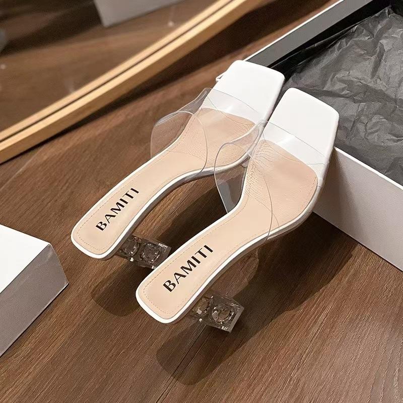 New square head crystal thick heel transparent sexy high heels temperament versatile simple one-word slippers women s summer outer wear year 35
New square head crystal thick heel transparent sexy high heels temperament versatile simple one-word slippers women s summer outer wear year 35
