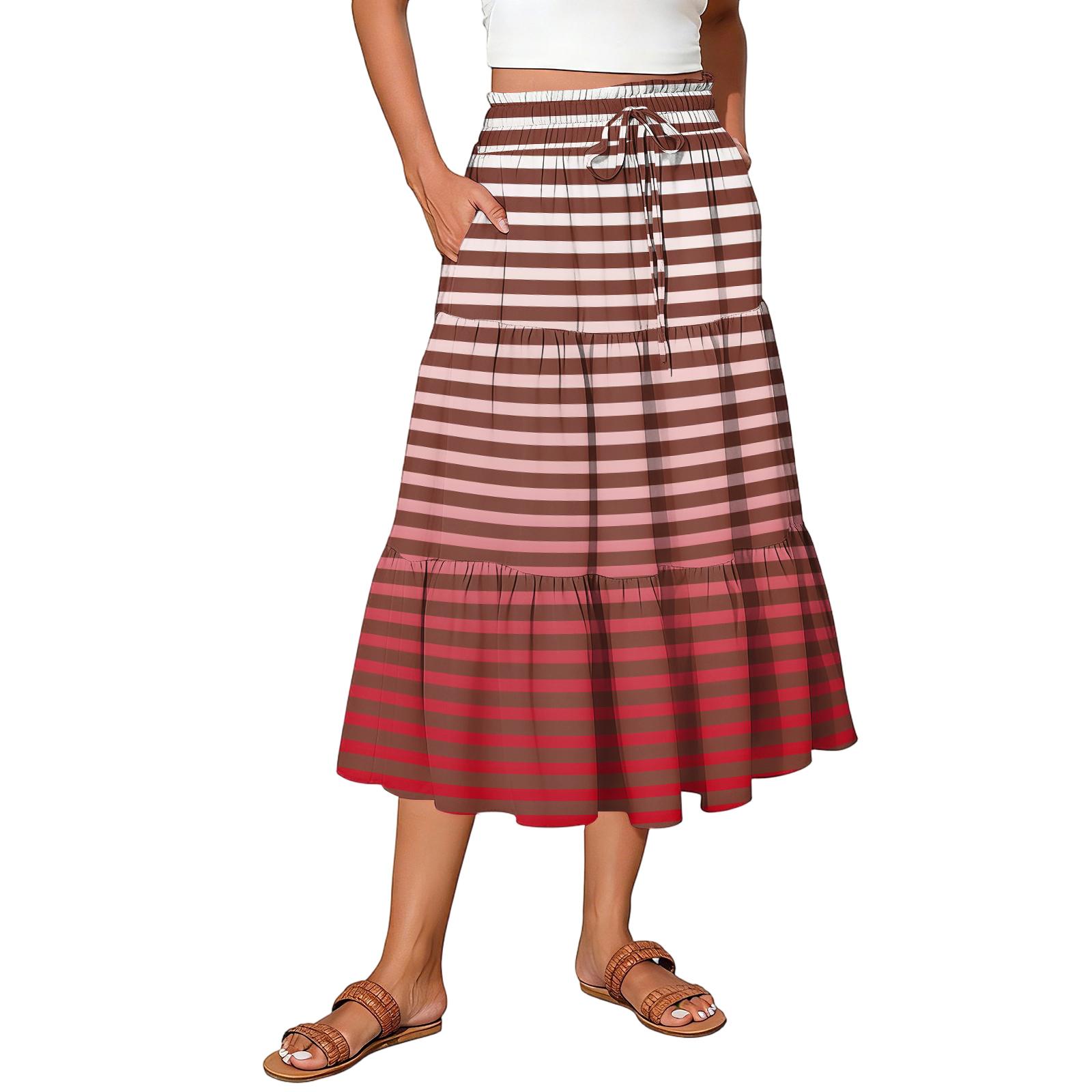 Ladies striped printed casual elastic waist drawstring skirt S
Ladies striped printed casual elastic waist drawstring skirt S