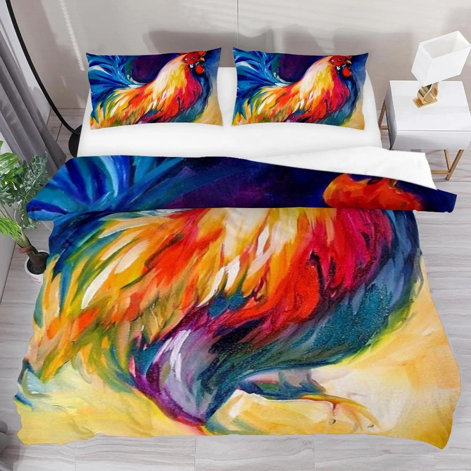 Chicken Soft durable Quality Duvet Cover Blue Roster plus Hen Domestic Farm Animals In Abstract Colors Theme for Bedrom Decorations for Women Men 120*200cm Single
Chicken Soft durable Quality Duvet Cover Blue Roster plus Hen Domestic Farm Animals In Abstract Colors Theme for Bedrom Decorations for Women Men 120*200cm Single