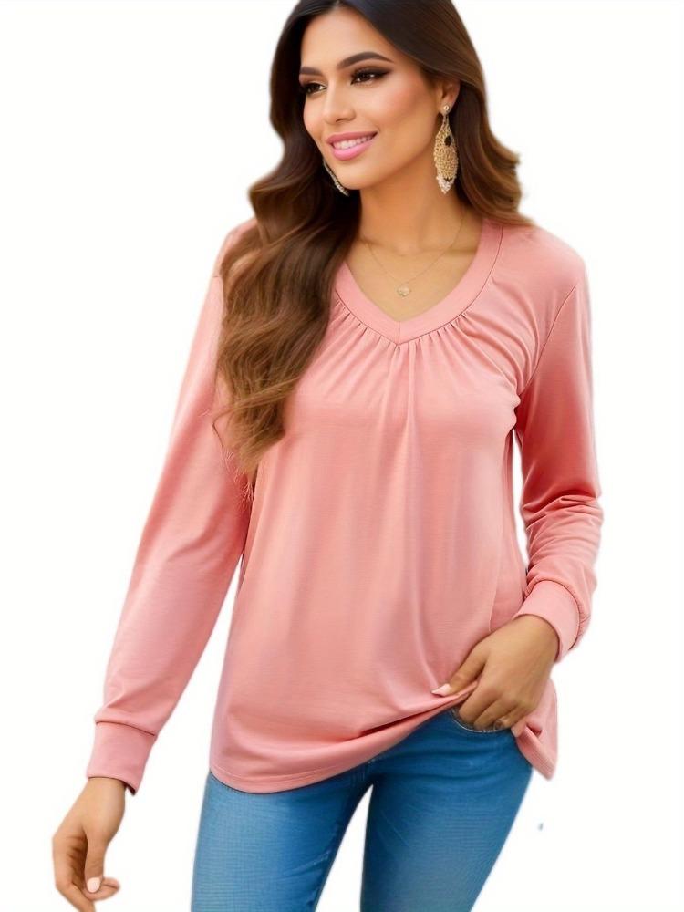 Casual Pleated V Neck Long Sleeve Blouses for Women Spring Summer XXL рожевий
Casual Pleated V Neck Long Sleeve Blouses for Women Spring Summer XXL рожевий