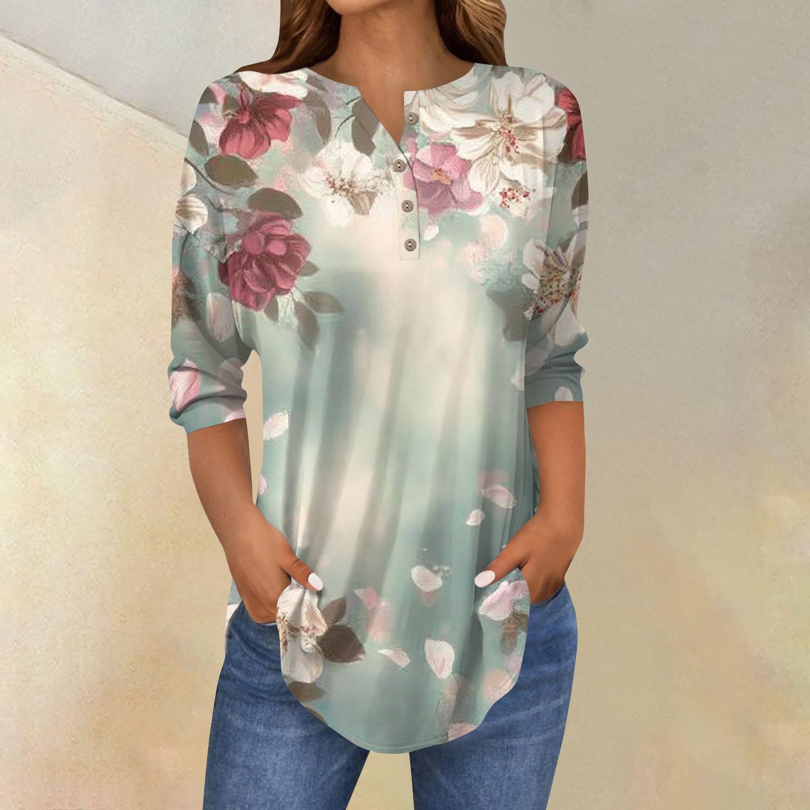 Женская свободная футболка с воротником на пуговицах и винтажным цветочным принтом, рукав три четверти XXXL циан
Женская свободная футболка с воротником на пуговицах и винтажным цветочным принтом, рукав три четверти XXXL циан