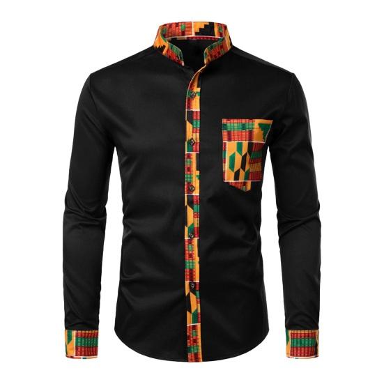 Мужская приталенная рубашка с воротником-стойкой и длинным рукавом, топы с принтом контрастного цвета, повседневная рубашка, офисная спецодежда XL чёрный
Мужская приталенная рубашка с воротником-стойкой и длинным рукавом, топы с принтом контрастного цвета, повседневная рубашка, офисная спецодежда XL чёрный