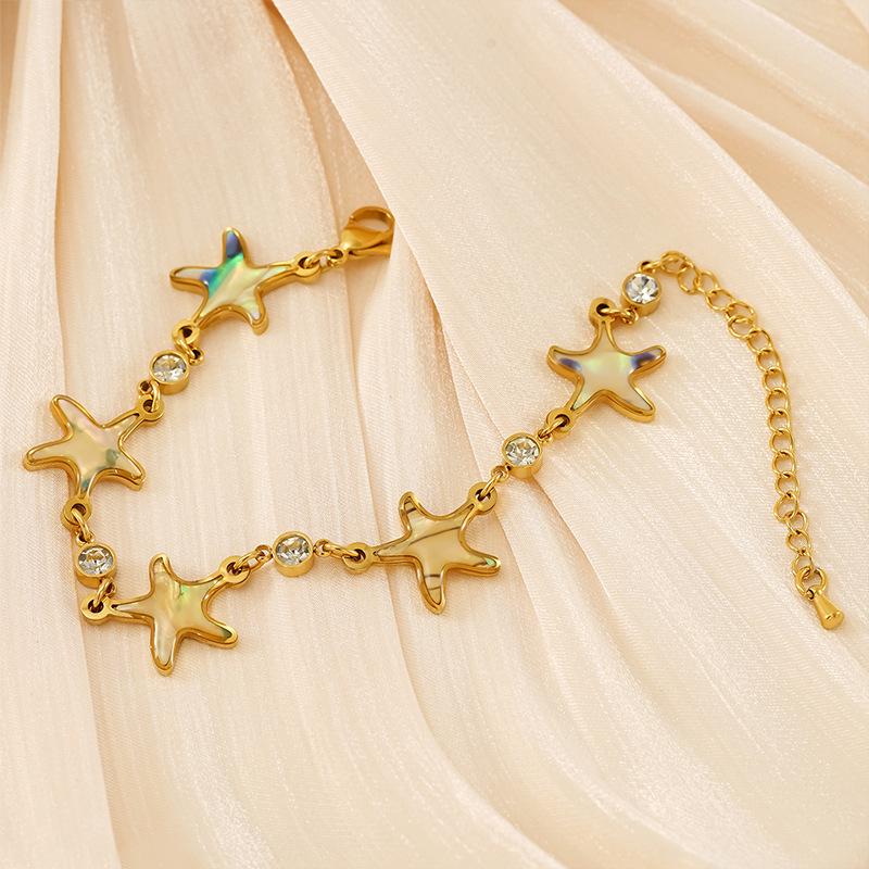 Stylish Gold-Plated Starfish Zircon Bracelet - Stainless Steel Five-Pointed Star Jewelry for Women 18K
Stylish Gold-Plated Starfish Zircon Bracelet - Stainless Steel Five-Pointed Star Jewelry for Women 18K