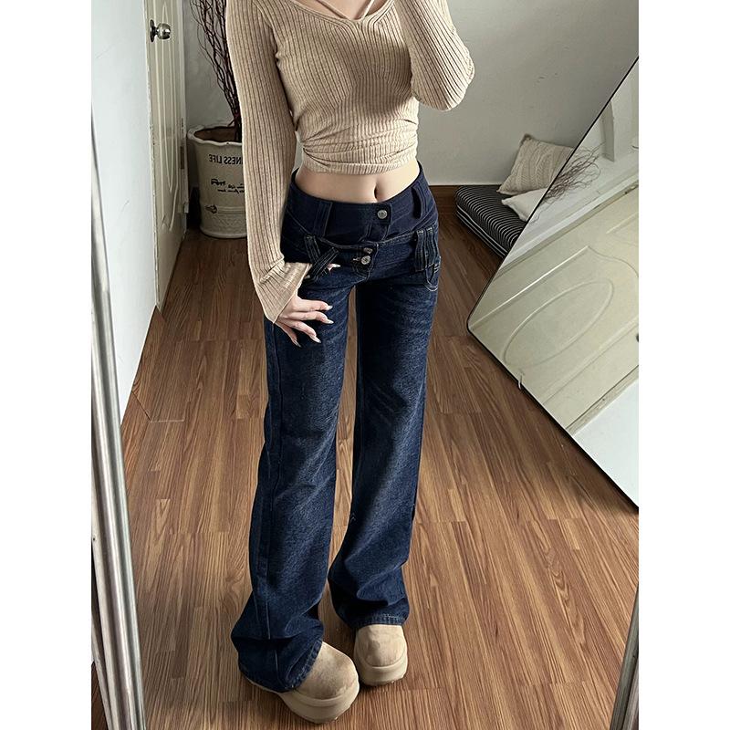 2026 Spring Women s Spicy Girl Low-Rise Flare Bell Bottom Jeans, Slim Fit, Fake Two-Piece Design Medium темно-синього кольору
2026 Spring Women s Spicy Girl Low-Rise Flare Bell Bottom Jeans, Slim Fit, Fake Two-Piece Design Medium темно-синього кольору