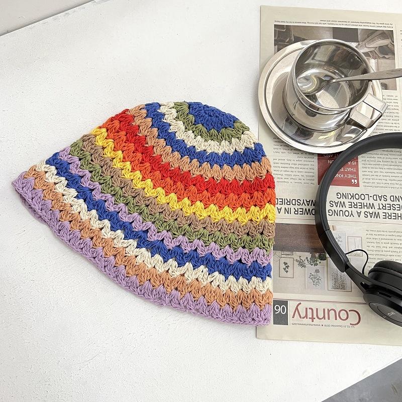 Rainbow-colored woven handmade crochet fisherman hat, Korean-style internet-famous Japanese retro bucket hat, couple s straw hat Average Size(55-59cm) фиолетовый
Rainbow-colored woven handmade crochet fisherman hat, Korean-style internet-famous Japanese retro bucket hat, couple s straw hat Average Size(55-59cm) фиолетовый