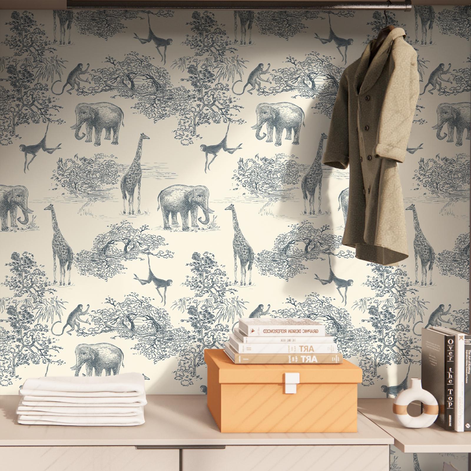 Самоклеящиеся Обои Водонепроницаемые Прочные Цветы Птицы Комната Съемные ПВХ Для Домашнего Декора Обои Наклейки 44cmx300cm синий