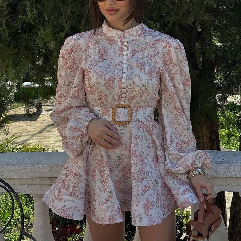 Fall Fashion Niche Style Temperament Printed Dress Stand Collar Breasted Long Sleeve Belt Floral Skirt Floral Dress Pink L
Fall Fashion Niche Style Temperament Printed Dress Stand Collar Breasted Long Sleeve Belt Floral Skirt Floral Dress Pink L
