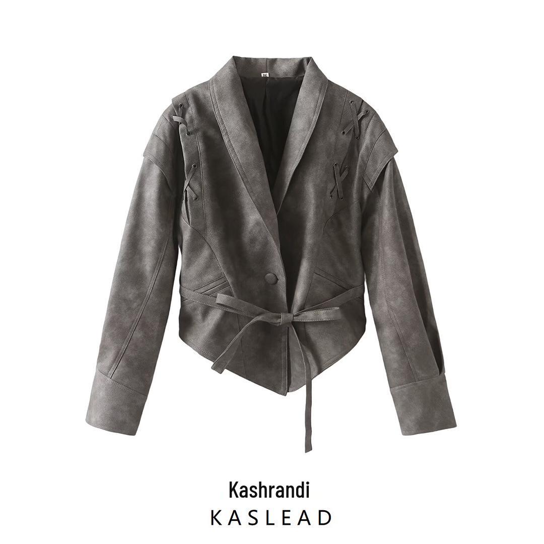 Spring 2025 Women s Retro Shawl Collar Leather Jacket with Belt - European & American Style M
Spring 2025 Women s Retro Shawl Collar Leather Jacket with Belt - European & American Style M