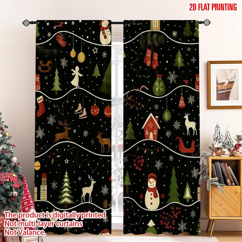 Set Of 2 Flat Printing Merry Christmas Curtains Festive Scene Durable Polyester Fiber Wall Decor Entryway Curtain W100*H70(CM)-Hooks&1PCS
Set Of 2 Flat Printing Merry Christmas Curtains Festive Scene Durable Polyester Fiber Wall Decor Entryway Curtain W100*H70(CM)-Hooks&1PCS