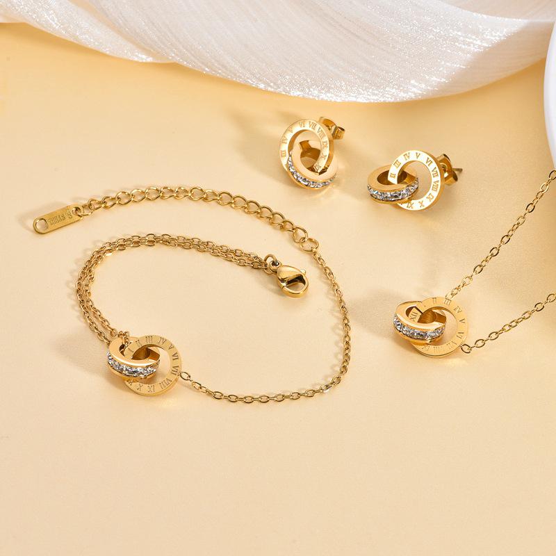 Roman Numeral Double Ring Jewelry Set: Diamond-Encrusted Necklace, Bracelet, and Earrings - Light Luxury, Timeless Shine розового золота
Roman Numeral Double Ring Jewelry Set: Diamond-Encrusted Necklace, Bracelet, and Earrings - Light Luxury, Timeless Shine розового золота