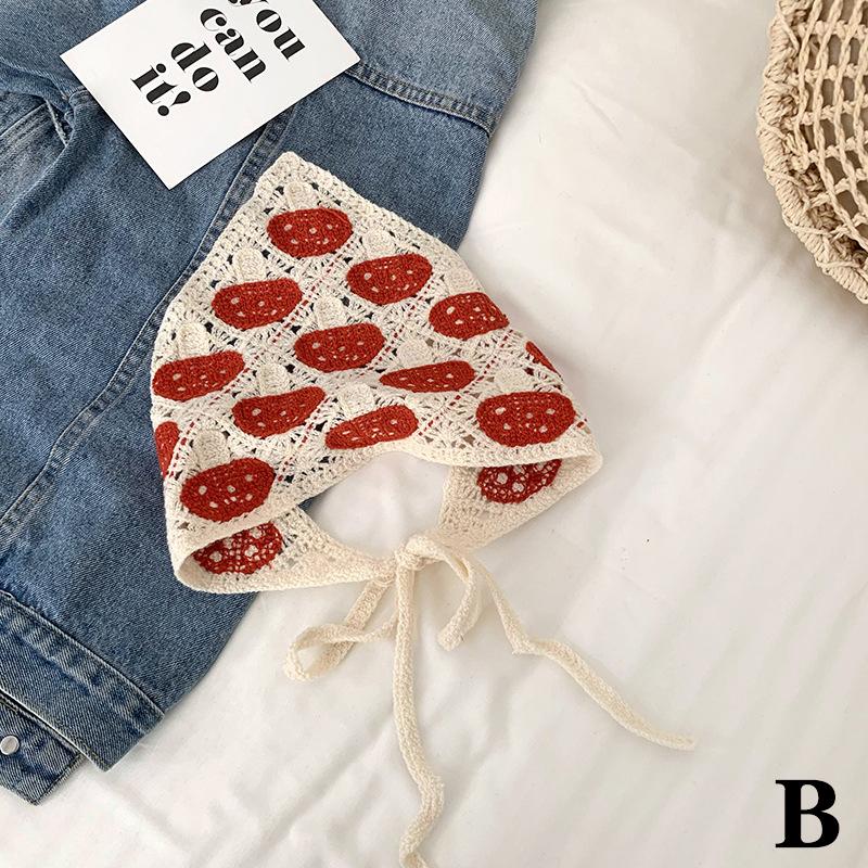 Французский пасторальный стиль Треугольная повязка на голову Вязаная шляпа-гриб Ручная работа Крючком Девочки Повязка на голову Полотенце