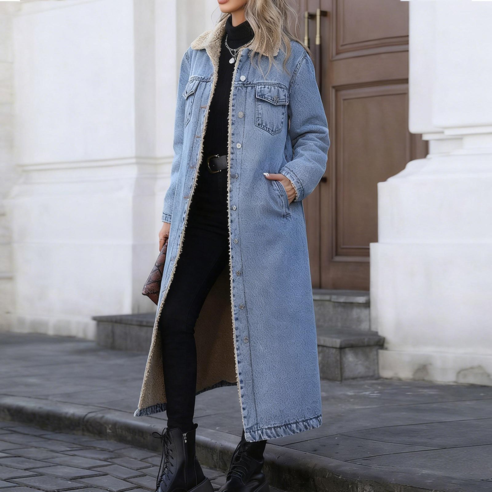 Women s Fashionable Casual Loose Long Fleece-Lined Cotton Coat Denim Jacket XS синій
Women s Fashionable Casual Loose Long Fleece-Lined Cotton Coat Denim Jacket XS синій