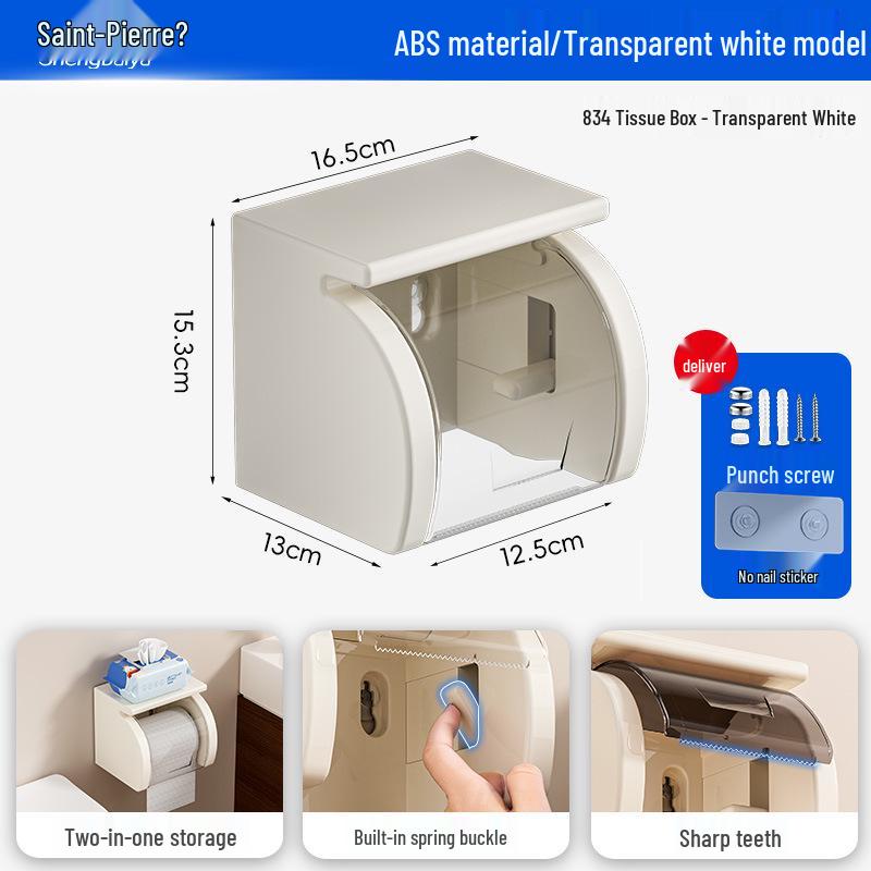 Punch-Free Waterproof Wall-Mounted Tissue Holder with Suction Cup Punch-free Tissue Box білий
Punch-Free Waterproof Wall-Mounted Tissue Holder with Suction Cup Punch-free Tissue Box білий