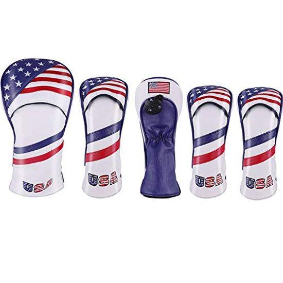 Select Plaza Высококачественная искусственная кожа водительское дерево FW 2 шт. Utility UT 2 шт. головной убор комплект из 5 шт. Узор флага США Флаг США Конверсия Doug