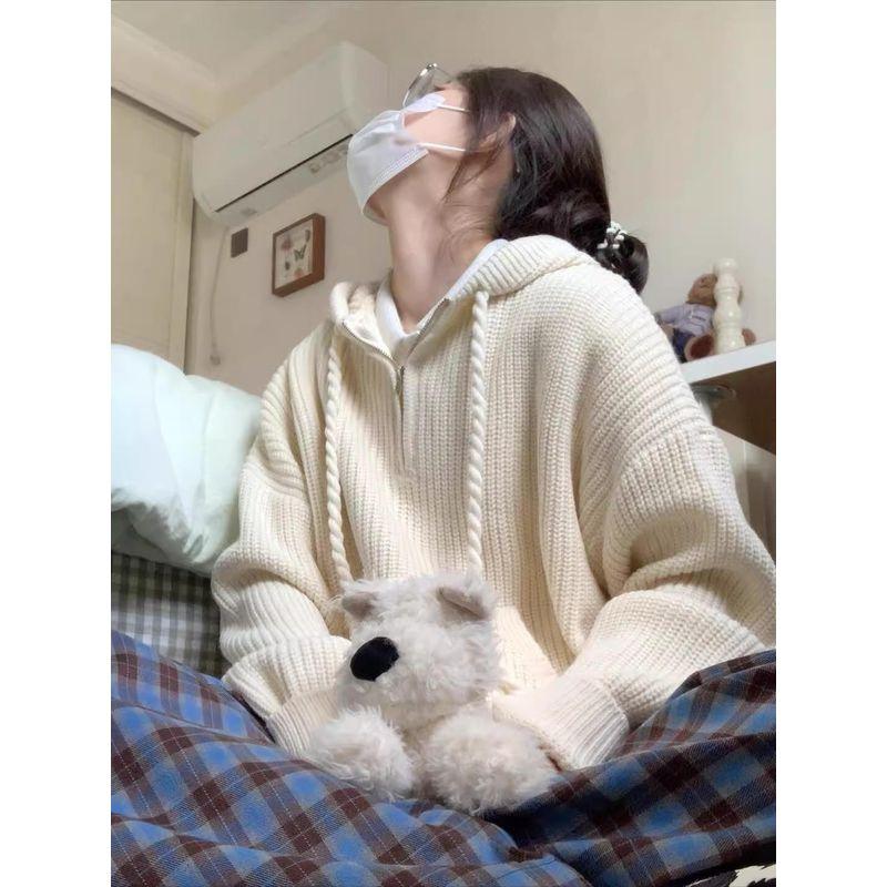 Lazy Half Zipper Hooded Loose Knitted Pullover Sweater Beige White XL(Suggested 57.50 kg-65.00 kg)
Lazy Half Zipper Hooded Loose Knitted Pullover Sweater Beige White XL(Suggested 57.50 kg-65.00 kg)