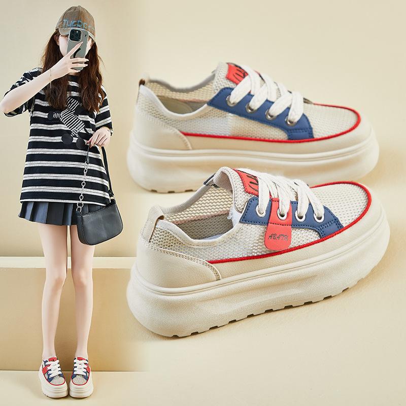 New Summer White Shoes for Female Students Thick Sole Elevated Mesh Breathable Casual Shoes 40
New Summer White Shoes for Female Students Thick Sole Elevated Mesh Breathable Casual Shoes 40