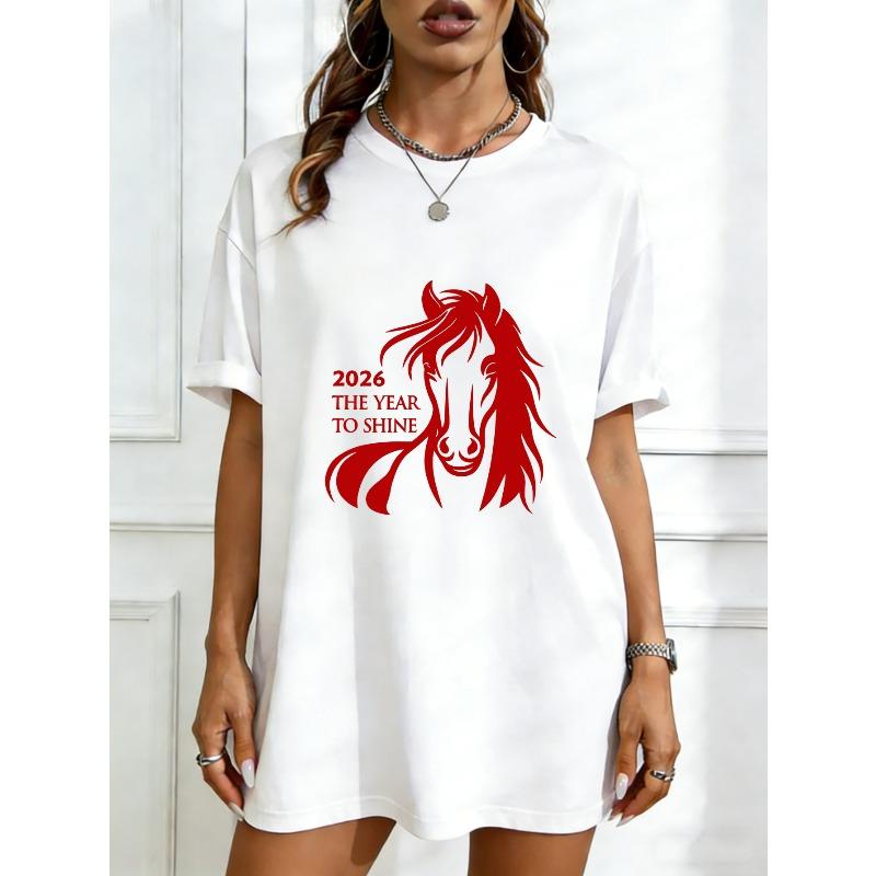 Oversized T-Shirt Black Horse Graphic 2026 The Year To Shine Print Casual Wear For Women Fashion Statement Top Streetwear Trendy Outfit XXXXL білий
Oversized T-Shirt Black Horse Graphic 2026 The Year To Shine Print Casual Wear For Women Fashion Statement Top Streetwear Trendy Outfit XXXXL білий
