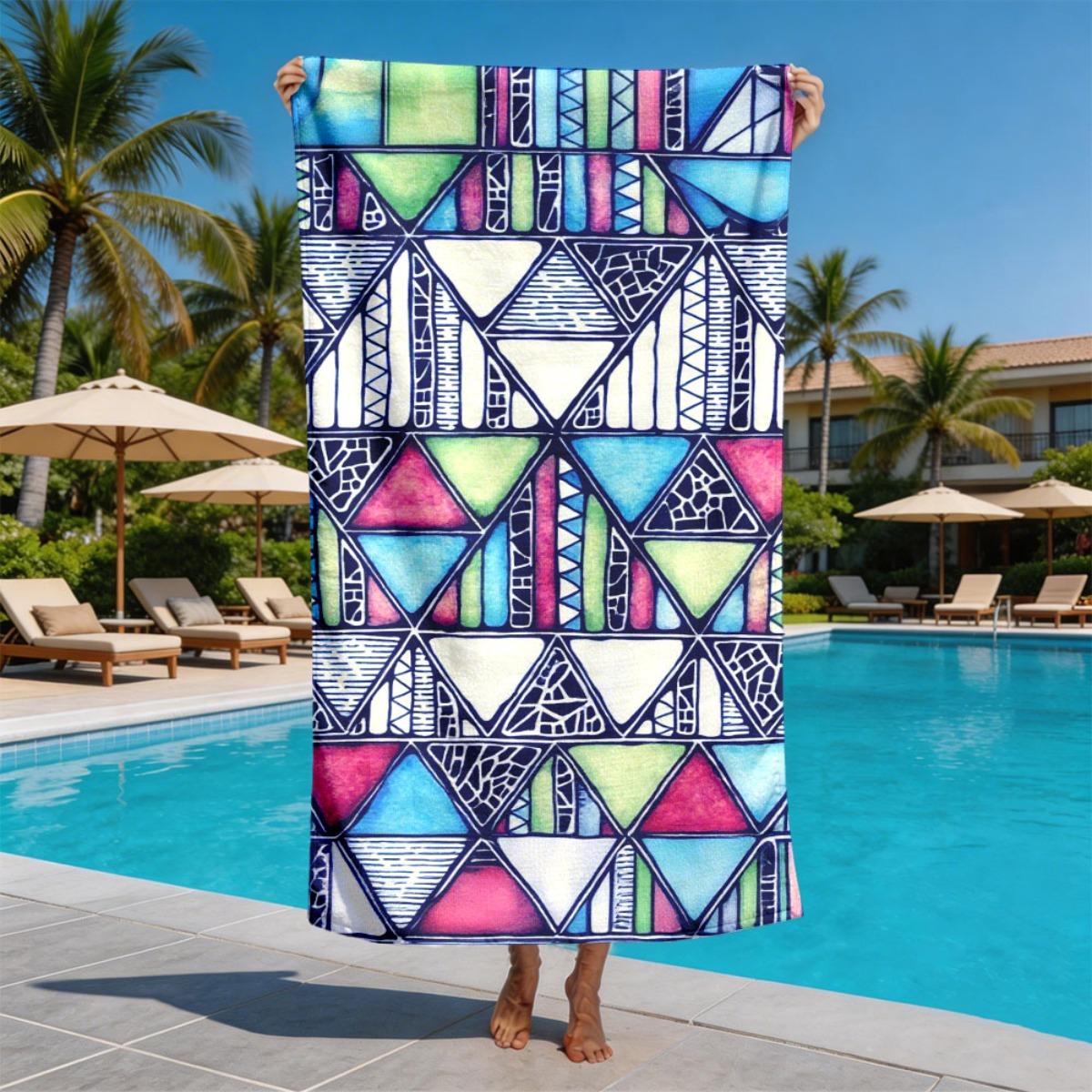 Watercolor Triangle Tribe Theme polyester microfiber beach towel is highly absorbent, suitable for swimming and beach outings W40*H60(CM)
Watercolor Triangle Tribe Theme polyester microfiber beach towel is highly absorbent, suitable for swimming and beach outings W40*H60(CM)