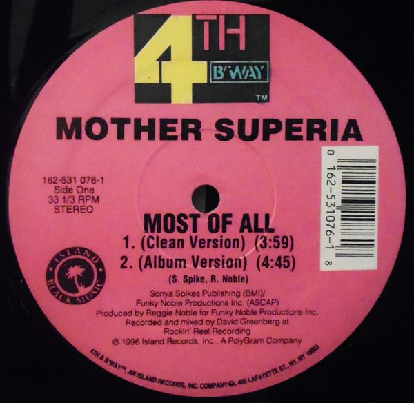 12inch Record MOTHER SUPERIA Most Of All 1625310761DJ 1996 US Dance Electronica Used
12inch Record MOTHER SUPERIA Most Of All 1625310761DJ 1996 US Dance Electronica Used