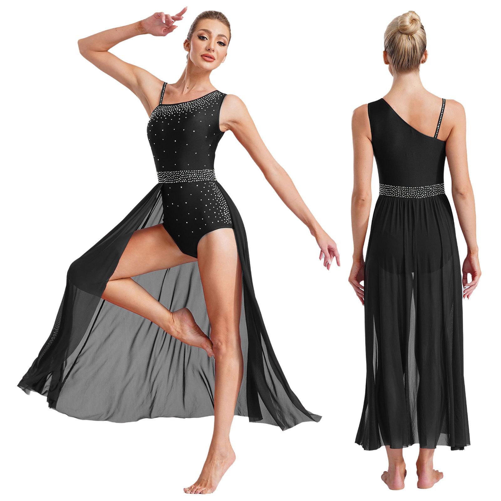 Жіноча лірична танцювальна сукня з блискучими стразами, асиметричним плечем, без рукавів, з розрізом, з прозорої сітки S чорний
Жіноча лірична танцювальна сукня з блискучими стразами, асиметричним плечем, без рукавів, з розрізом, з прозорої сітки S чорний